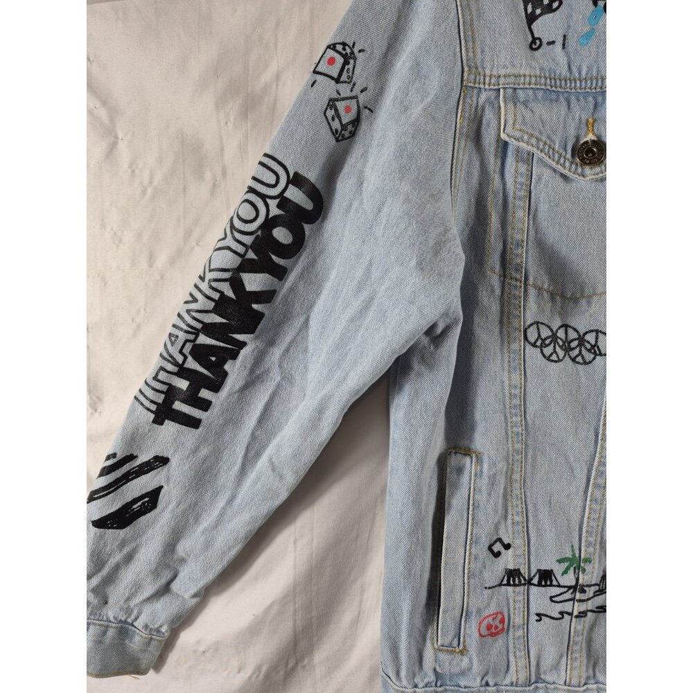 Brooklyn Cloth Mfg. Co. Unisex Blue NY City Graffiti Style Jean Jacket Size M - Picture 5 of 10